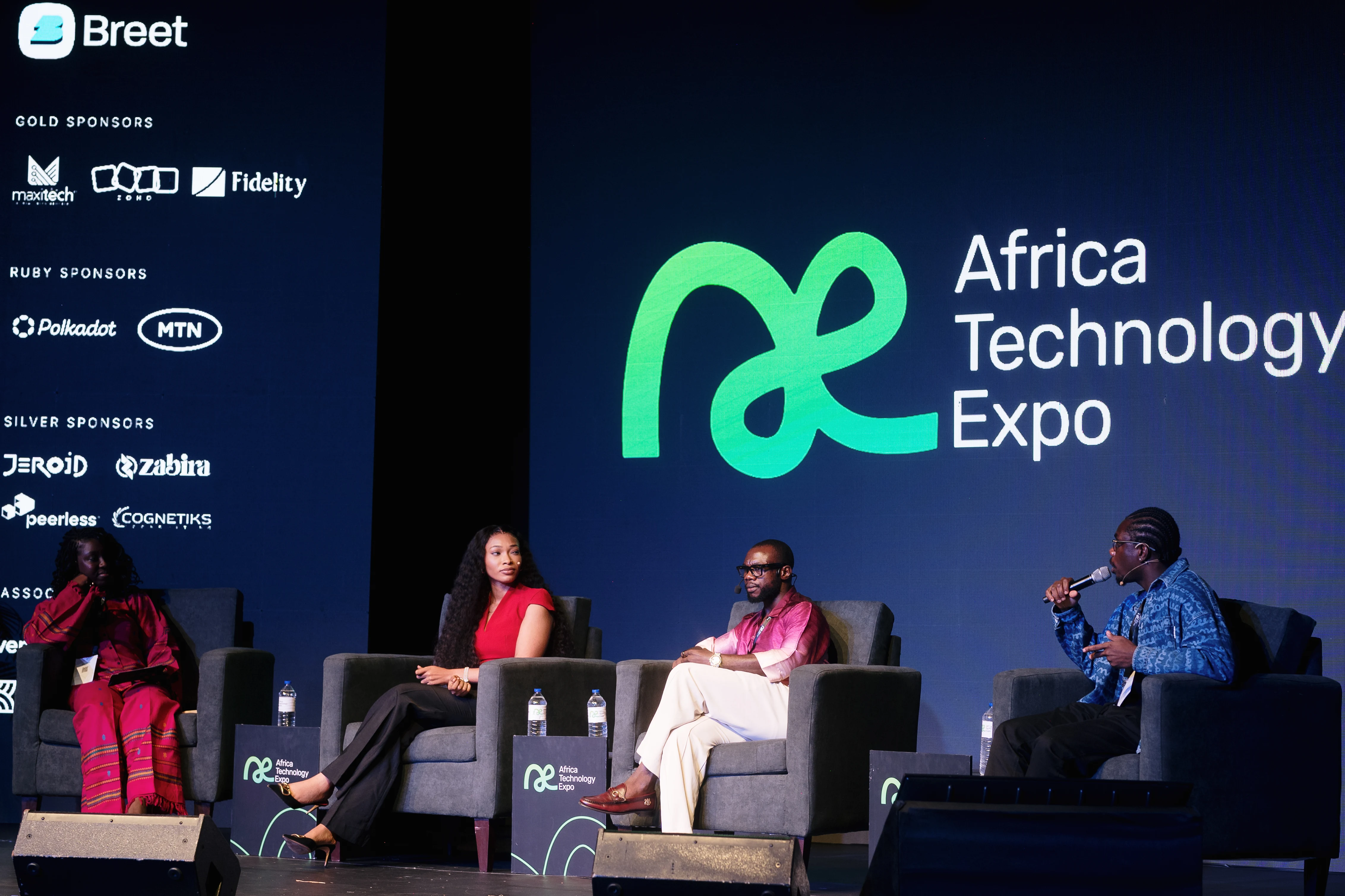Panel session on the Africa Technology Expo 2025 main stage, with Breet as headline sponsor