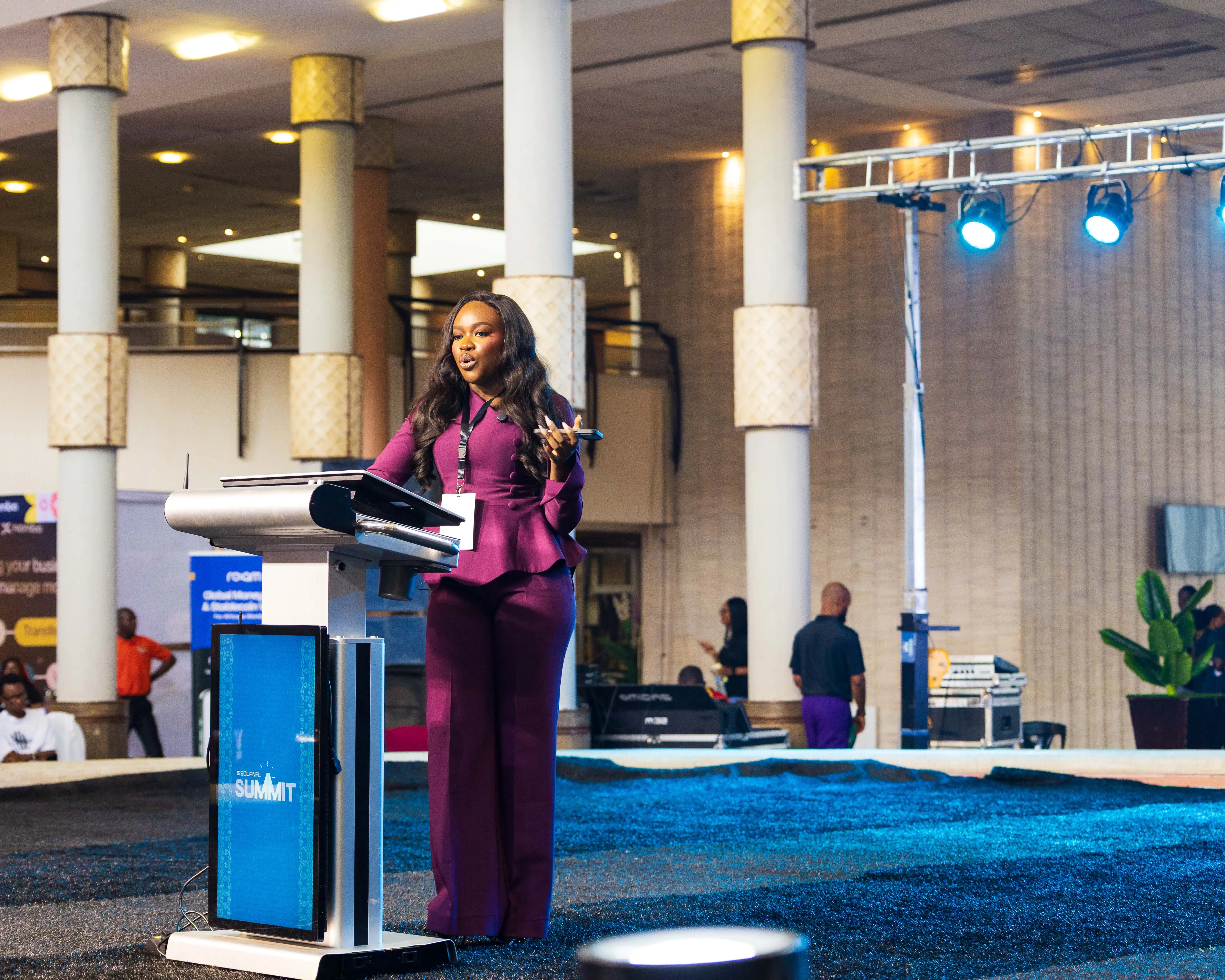 Breet presenting from the stage at Solana Summit 2026
